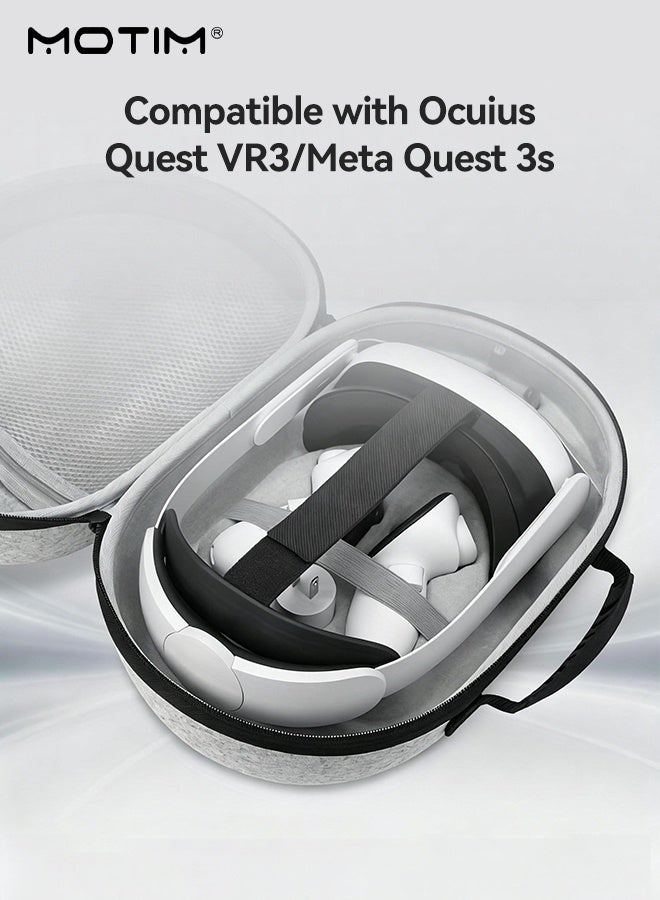 موتيم حقيبة حمل Meta Quest 3s/Ocuius Quest VR3، حقيبة حمل صلبة مقاومة للصدمات للألعاب للسماعات الرأسية وأجهزة التحكم باللمس، مناسبة للسفر والتخزين المنزلي - Image 2